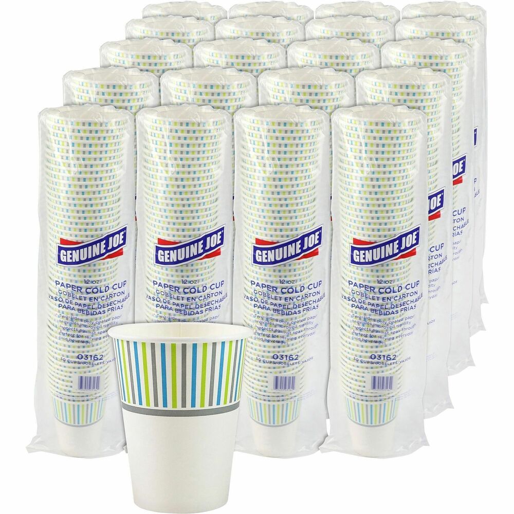 GJO03162CT - Cold paper cups feature a two-sided coating that improves rigidity to prevent messy spills. Durable design also protects against soak-through to hold liquids for longer. Disposable material allows quick cleanup after each use. Cold cups are perfect for serving everyday cold beverages.