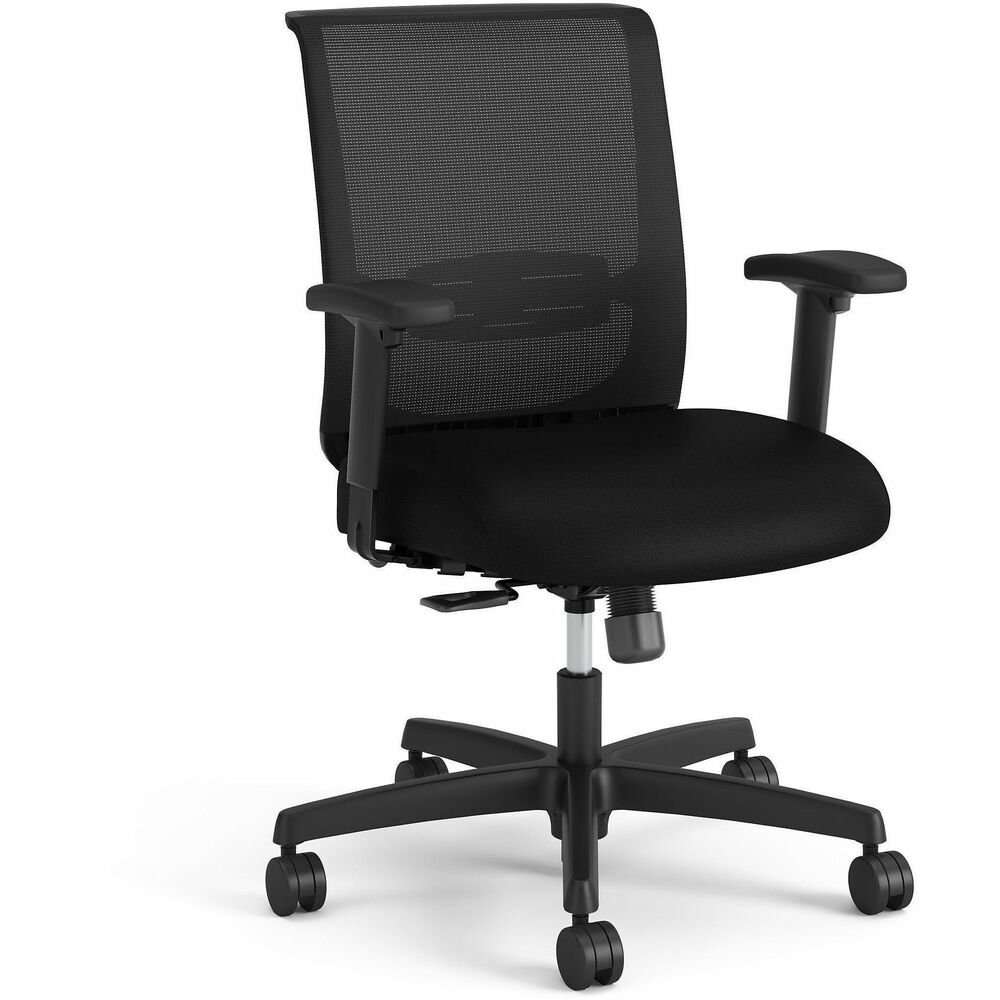 HONCMZ1ACU10 - Convergence is the ideal chair for any office - a one-seat solution that can do it all. Intuitive, adjustable lumbar support provides lasting comfort during long workdays. It puts just the right amount of pressure on the lower back. With a clean, modern finish, the breathable mesh back panel in black flexes and responds to your movements. Swivel-tilt control lets you recline comfortably. The 3" thick seat cushion takes the stress off the lower body throughout the day. Arms adjust in height and width to put the support right where you need it. Other functions include pneumatic seat-height adjustment from 15-3/4" to 20" , swivel and tilt lock. Easily move from workstations to conference rooms using the integrated, full-width handle across the top. Durable frame with a 275 lb. capacity sits atop a sturdy, five-star base equipped with hard casters that move effortlessly on any surface. Seat in black fabric upholstery measures 20" wide x 19" deep. Back size is 18" wide x 22" high.