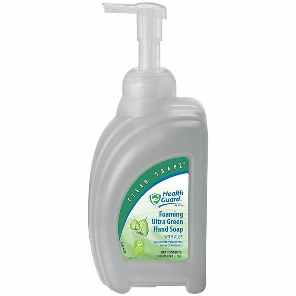 KUT14878 - Foaming Ultra Green Hand Soap by Health Guard is Kutol's most environmentally-responsible hand soap. It is sulfate and paraben free. With naturally-derived, plant-based ingredients and moisturizers such as aloe, it removes common soils and is gentle on the skin. This dye and fragrance free formula is also UL ECOLOGO certified. Ideal for schools and other allergy sensitive settings.