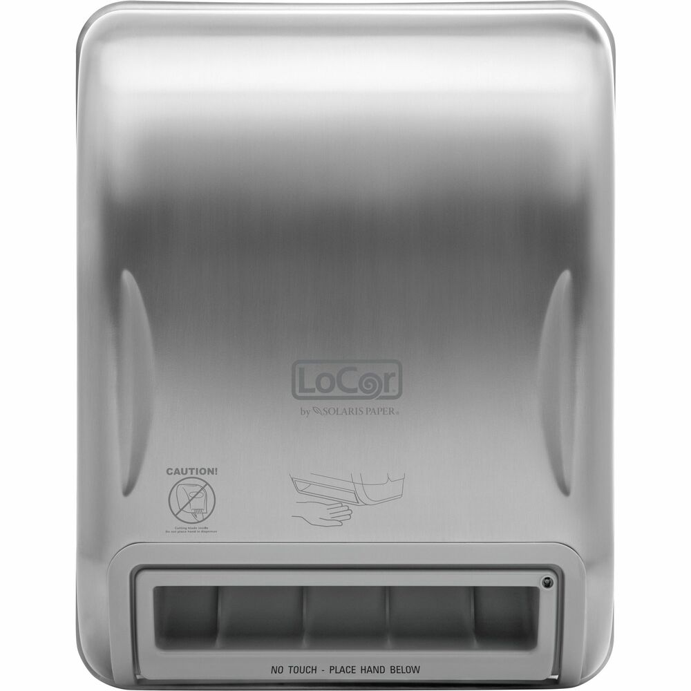 SOLD68011 - Recessed Electronic Hardwound Roll Towel Dispenser is a touchless, electronic dispensing unit to install in existing, recessed towel dispensers often found in commercial buildings. Easy-to-install dispenser adds enhanced towel capacity to reduce maintenance and refill time. It is compatible with LoCor Hardwound Roll Towels (not included) that use rapidly renewable fiber (RRF) made from eucalyptus and acacia trees that can be harvested every 6 to 8 years - less than half as long as traditional-grown trees. Attach a filler panel (not included) for a finished look. AC adapter is not included.