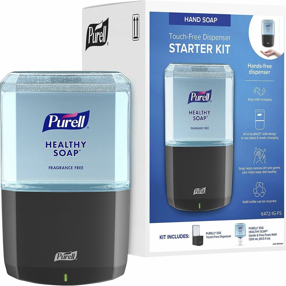 GOJ64721GFS - Provide hand hygiene when and where it's needed with this PURELL ES6 Touch-Free Soap Dispenser Starter Kit. It includes an ES6 dispenser and 1200 ml. hand soap refill. Stylish dispenser keeps facility maintenance simple and bathrooms looking modern. HEALTHY SOAP Gentle and Free Foam Refill helps wash away dirt and germs commonly found in healthcare environments. Hypoallergenic formula is enriched with moisturizers and skin conditioners for frequent use. It is also free of dyes, fragrances, phthalates, parabens and triclosan. AT-A-GLANCE refill is easy to load and maintain. Elegant, ADA-compliant dispenser complements any decor and dispenses the optimal dose for effective hand hygiene. Dispenser is made with durable ABS plastic for long-lasting use. Mount to a wall with included adhesive tape or optional mounting screws (not included).