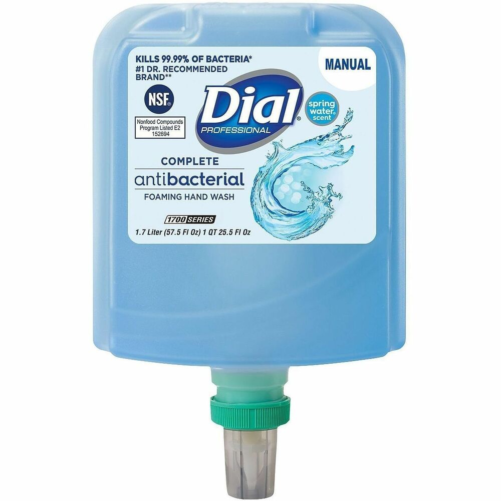 Dial Professional Antibacterial Foaming Hand Wash - Spring Water Scent - 1.80 quart - Hand - Moisturizing - Antibacterial - Blue - No - 1 Each