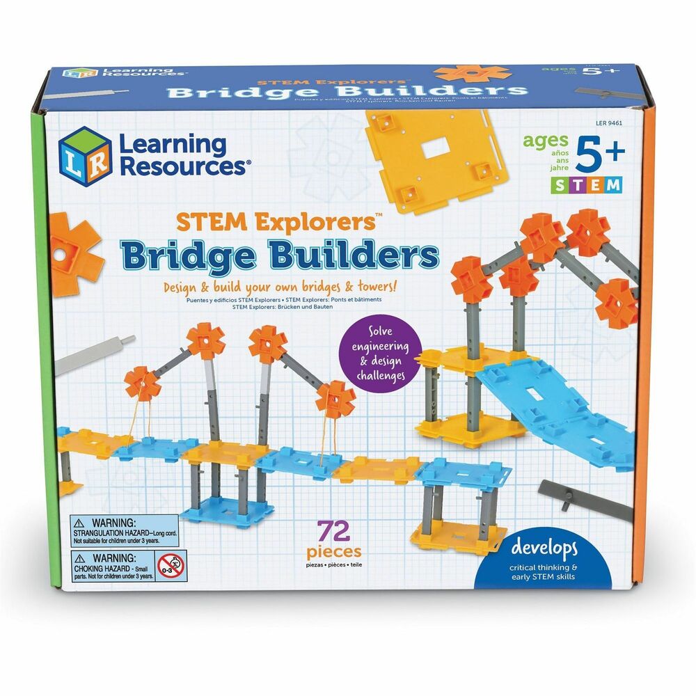 LRNLER9461 - Follow along with STEM Explorer's challenge guide to design, construct and test bridges and buildings that demonstrate the basic STEM principles of structural engineering. Set of 77 pieces includes bridge platforms, columns, pulleys, testing truck and more. This learning adventure is perfect for children ages 5 and up.