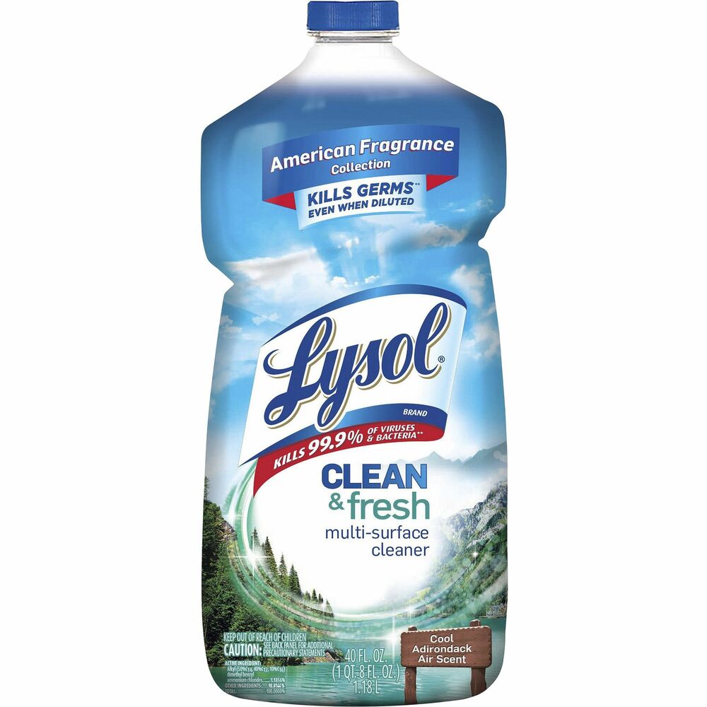 Lysol Multisurface Disinfectant - For Multi Surface - 40 oz (2.50 lb) - Cool Adirondack Air Scent - Disinfectant, Versatile, Long Lasting - Clear - 9 / Carton