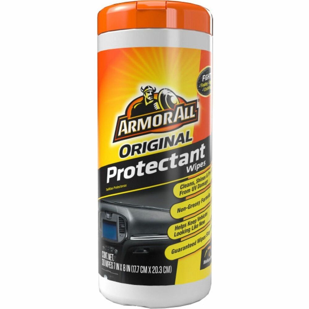 ARM17496C - Restore luster and shine to your dash in seconds with these Original Car Protectant Wipes. Disposable wipes are formulated with Armor All Protectant's proven protection for your automotive interior. With one swipe, this car interior cleaner does double the duty as a dust remover and protectant against UV damage. They not only revitalize the look of your interior but also prevent cracks, fading, discoloration and premature aging. Wipes are safe to use on vinyl, rubber and plastic.