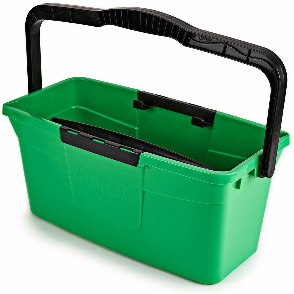UNGQB12B - Pro Bucket holds up to 3 gallons and features a narrow, compact design for ample room to store your tools while you wash windows. Bucket includes a sieve for a washer up to 14" long, clip to hang your squeegee, two water spouts and internal measuring scale. Ergonomic handle with vertical positioning offers comfort when carrying. Handle can be fixed in place and doesn't fold unintentionally.