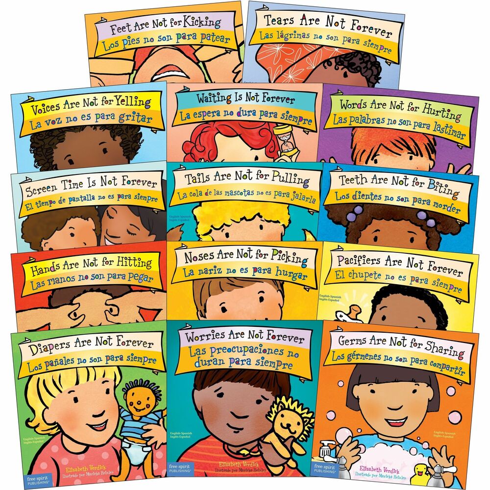 SHL685193 - Best Behavior Series Book Set teaches children simple English and Spanish words and uses delightful, full-color illustrations to guide children to choose peaceful, positive behaviors. Each book includes a special section for parents and caregivers with ideas for discussions and activities. Bilingual book set is perfect for children ages one to four.