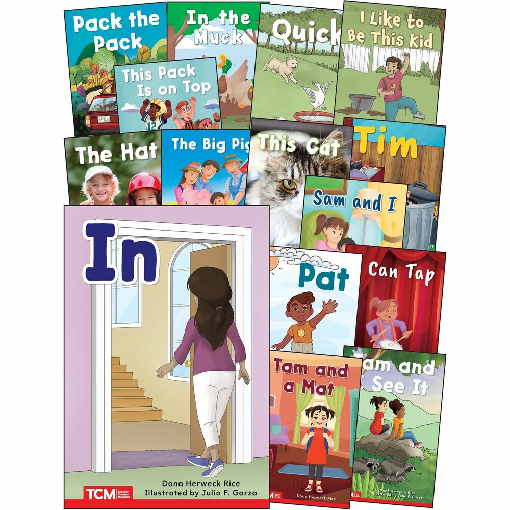 SHL145496 - Decodable Book Set includes fun, memorable books for Pre-K and kindergarten students. Set features No. 1 to No. 15 of the Decodable Books Set to introduce early readers to new sounds and progressively develop phonological awareness, phonics knowledge and high-frequency word-recognition. Five books are text-first books, offering decoding practice with no illustrated clues first and then the text is repeated on the next spread with pictures. Each book includes a helpful, family engagement page highlighting the targeted phonics and high-frequency words learned. Set aligns with Science of Reading and Structured Literacy (not included).