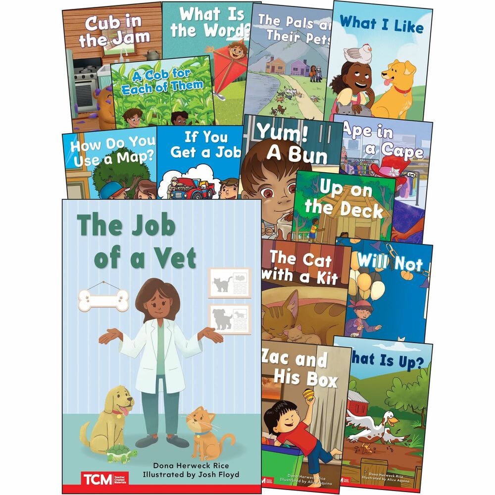 SHL145497 - Decodable Book Set includes fun, memorable books for Pre-K and kindergarten students. Set features No. 16 to No. 30 of the Decodable Books Set to introduce early readers to new sounds and progressively develop phonological awareness, phonics knowledge and high-frequency word-recognition. Five books are text-first books, offering decoding practice with no illustrated clues first and then the text is repeated on the next spread with pictures. Each book includes a helpful, family engagement page highlighting the targeted phonics and high-frequency words learned. Set aligns with Science of Reading and Structured Literacy (not included).