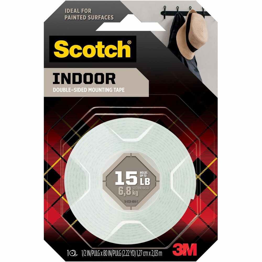 MMM110S - Scotch Permanent Mounting Tape is a double-sided, permanent, high-density foam tape that is faster, safer and more versatile than nails or screws. It is designed for attaching items up to 2 lb. to almost any smooth wall or surface. It is perfect for discreetly mounting items on glass, tile or mirrors. Tape is not recommended for brick, concrete or exterior use.