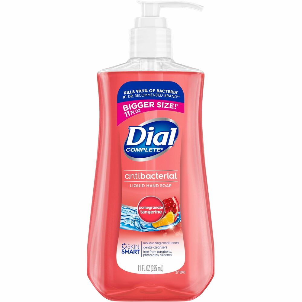 DIA20943 - Antibacterial Liquid Hand Soap is formulated with extra moisturizers to help you maintain a healthy level of skin hydration. Antibacterial formula kills 99.9 percent of bacteria in just 20 seconds to leave nothing but the tangy, enticing scents of pomegranate and tangerine. Clean-rinsing ingredients wash away completely to keep your hands feeling naturally smooth without leaving any filmy residue. Antibacterial soap is perfect for use in healthcare facilities, schools, offices, restaurants, daycares and more. Pump provides easy dispensing for convenient use.