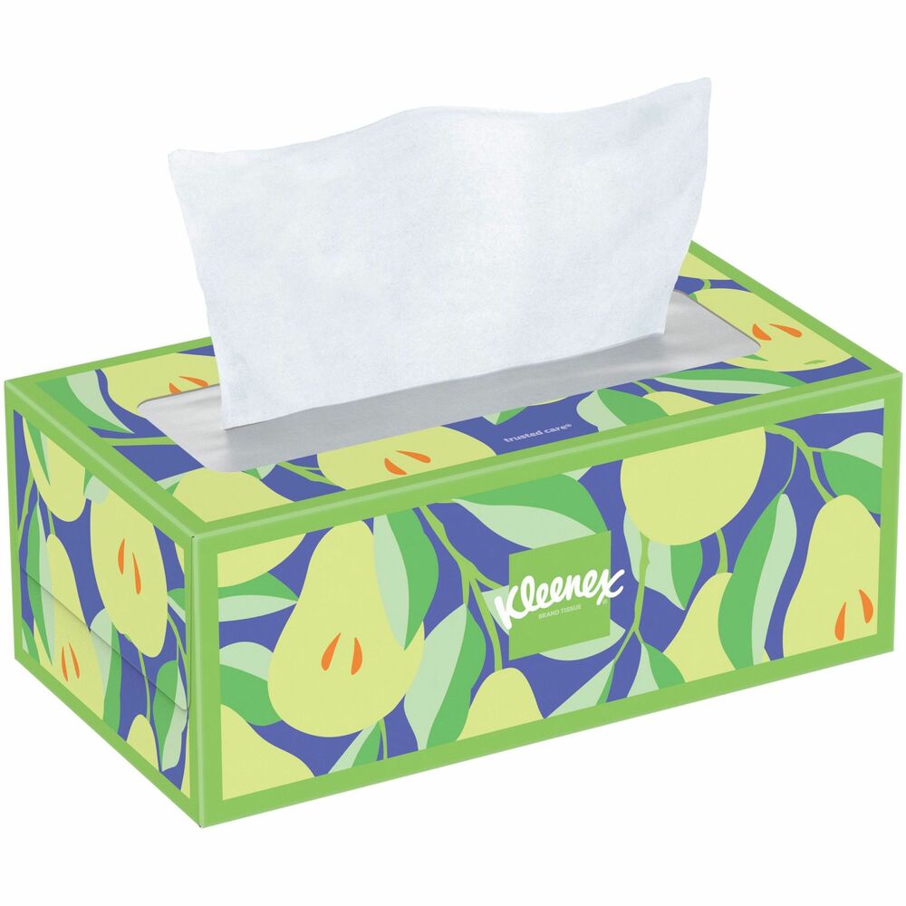 KCC54266 - Kleenex Trusted Care Everyday Tissues provide just the right balance of softness, strength and absorbency. Two-ply tissues are thick and absorbent to lock in moisture. Tissues boxes come in a variety of colors and designs that blend beautifully into your home decor. Design may not match image shown.