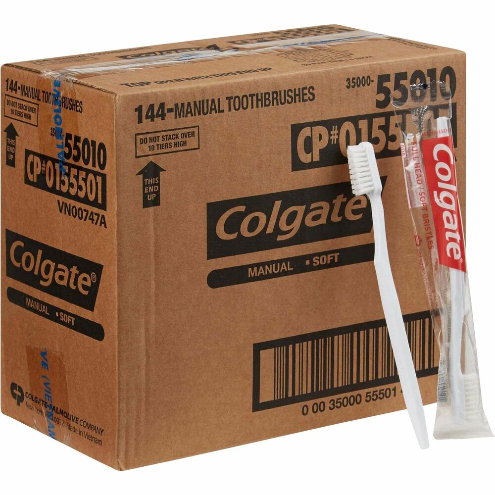 CPC61034595 - Cost-effective toothbrush delivers great cleaning. Full-size head covers more tooth surface. Soft, end-rounded bristles offer effective scrubbing. Each toothbrush is hygienically cello-wrapped so you can easily distribute them to guests and customers.
