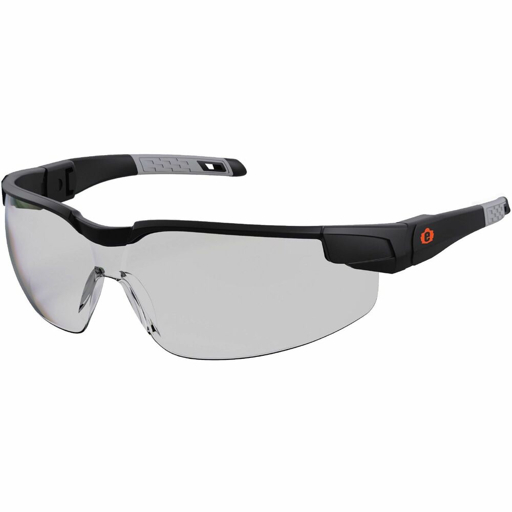 EGO50068 - Skullerz Dellenger Anti-Scratch & Enhanced Anti-Fog Safety Glasses feature adjustable temples that shift up or down and lock into place for a custom fit on a variety of face sizes. Tough, anti-scratch, anti-fog, polycarbonate lenses protect against impacts and filter 99.9 percent of harmful UVA, UVB and UVC rays. Rimless design produces a lightweight, comfortable fit with a full field of vision. Contoured nose bridge won't slip or pinch. Flex-fit temples reduce pressure and stay put for all-day comfort. Fog-Off Plus technology delivers scratch-resistance and enhanced, anti-fog performance for improved clarity and durability. They are useful for those working with dust masks or in extreme temperature change. Impact-resistant safety glasses are tested to ANSI/ISEA Z87.1-2020 High-Velocity Impact Protection and optical requirements. Indoor/outdoor lenses with 50 percent VLT are perfect for indoor, nighttime, hazy and cloudy conditions.