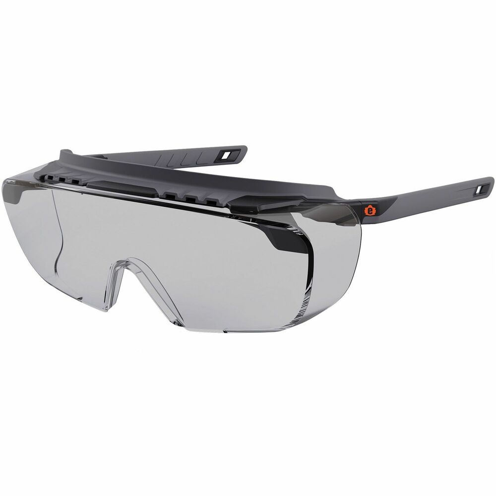 EGO55104 - Skullerz Osmin Anti-Scratch & Enhanced Anti-Fog Safety Glasses feature over-the-glasses (OTG), wraparound lenses for a wide field of vision and seamless fit over prescription frames. Tough, anti-scratch, anti-fog, polycarbonate lenses protect against impacts and filter 99.9 percent of harmful UVA, UVB and UVC rays. Nylon and soft rubber design adds durability and flexibility. Molded-in brow guard and side shields provide enhanced protection from debris. Integrated brow venting allows airflow for improved, anti-fog performance. Rubber temples bend and re-bend for a custom, secure fit. Built-in, soft, rubber guards on the frame and temples protect prescription frames and lenses from constant movement and harmful scratching. Impact-resistant safety glasses are tested to ANSI/ISEA Z87.1-2020 High-Velocity Impact Protection and optical requirements. Indoor/outdoor lenses with 50 percent VLT are ideal for indoor, nighttime, hazy and cloudy conditions.