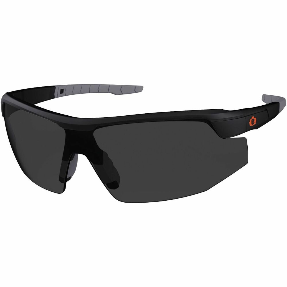 EGO59035 - Skullerz Skoll Anti-Scratch & Enhanced Anti-Fog Safety Glasses feature a sleek, sporty, half-frame, blade-style design with flexible rubber temples and nonslip nose piece for a comfortable fit. Tough, anti-scratch, anti-fog, polycarbonate lenses protect against impacts and filter 99.9 percent of harmful UVA, UVB and UVC rays. Fog-Off Plus technology delivers scratch-resistance and enhanced, anti-fog performance for clear viewing no matter the job. They are useful for those working with dust masks or in extreme temperature change. Impact-resistant safety glasses are tested to ANSI/ISEA Z87.1-2020 High-Velocity Impact Protection and optical requirements. They are also tested to MIL-PRF-32432 Ballistic Fragmentation Class 1. Smoke lenses with 16 percent VLT are ideal for outdoor and bright-light conditions.
