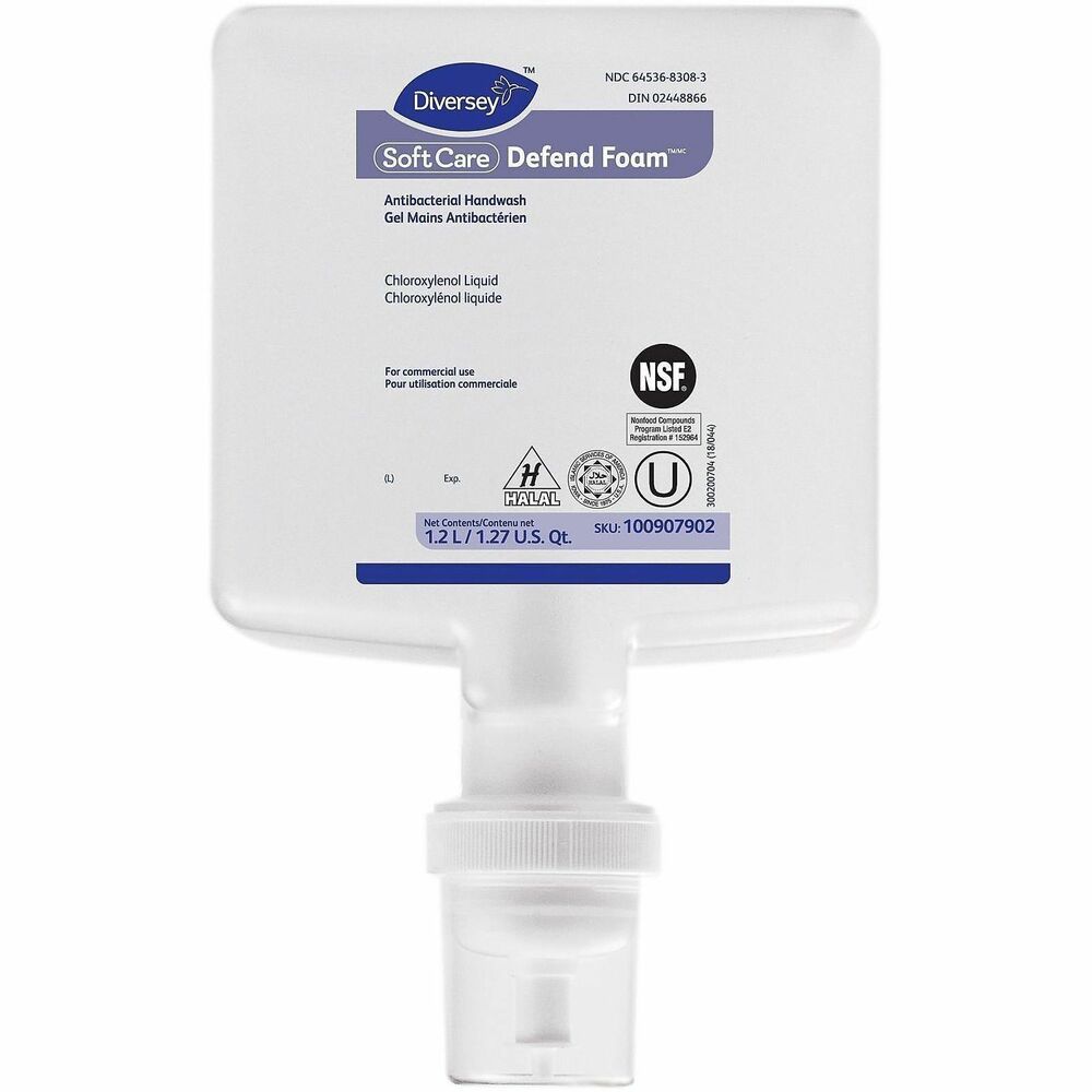 DVO100907902 - Soft Care Defend Antibacterial Foam Handwash delivers highly effective disinfectant with superior mildness. Unique fragrance-free formula is gentle on skin while effectively removing soils and bacteria. Hand soap rinses quickly without leaving behind residues. Certified for use in food-handling establishments (NSF E-2), this soap is perfect for restaurants, kitchens and more. Pair with compatible dispensers (not included). 