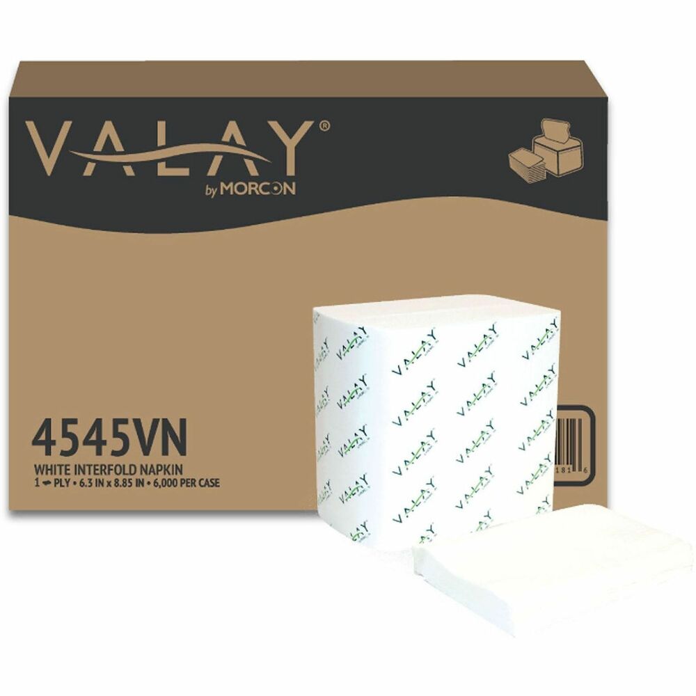 MOR4545VN - If you're looking for a disposable, interfolded napkin that's both environmentally friendly and economical, One-Ply Valay Interfolded Napkins are the perfect options for you. Made from heavy-weight paper, these napkins are ideal for use in high-traffic environments, including restaurants, concession stands, offices, ice cream shops, cafeterias and more.
