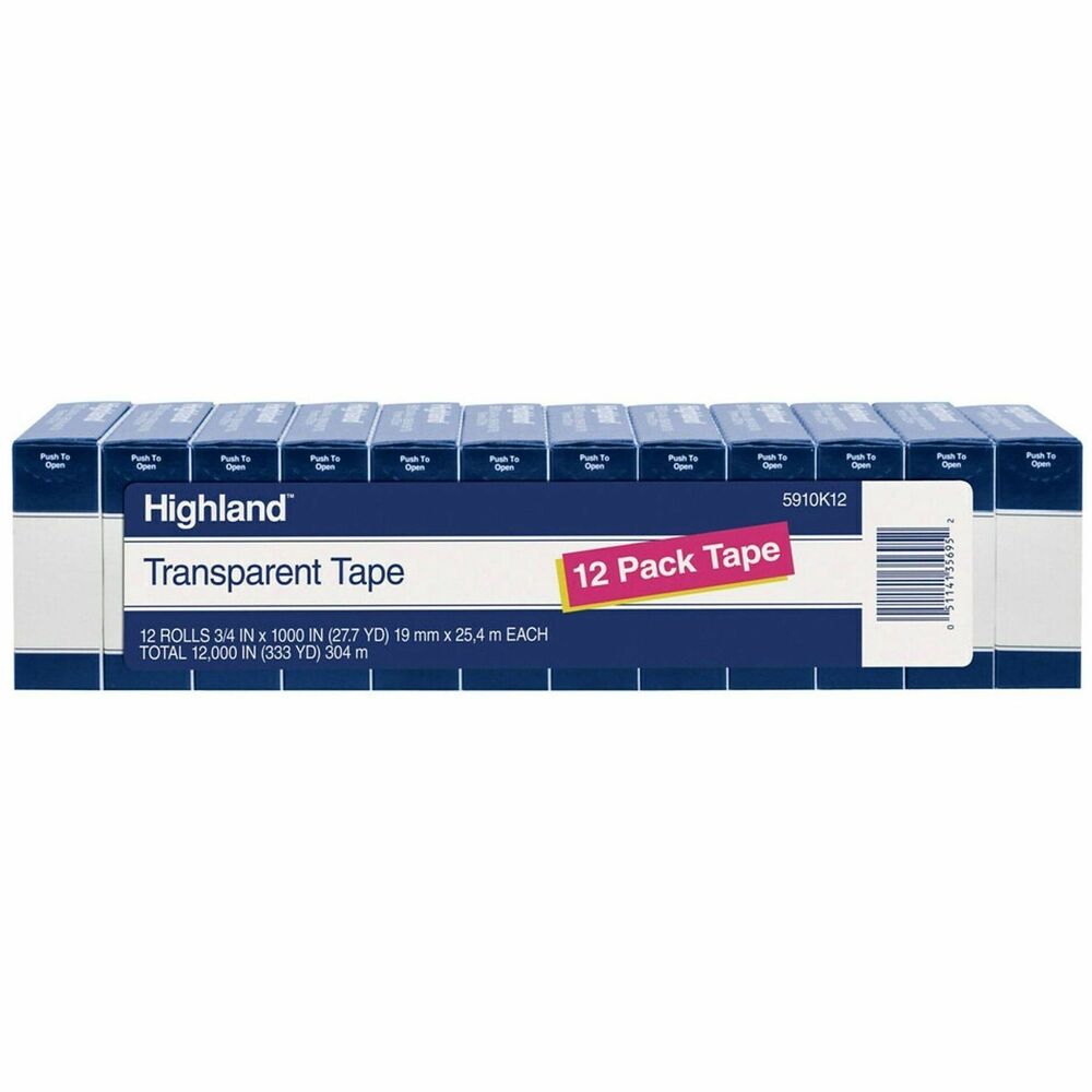 MMM5910K12 - Transparent tape secures envelopes and other light-duty packaging applications. Mend, seal, hold and protect with polypropylene film and acrylic adhesive. Use in hand and desk dispensers. Tape fits all 1" core dispensers.