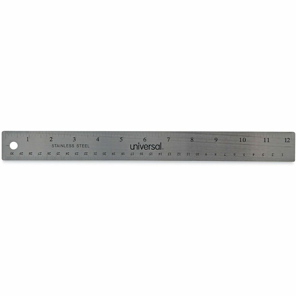 UNV59023 - No more snapped or broken rulers that require frequent replacement. The long-lasting, stainless steel ruler holds perfect measure, even in the toughest environments. Constructed with a cork backing to prevent slipping on paper and other surfaces. The ruler's end is pierced with a convenient hang-up hole to keep you organized. Measurement markers in 1/16-inch increments. Contains both standard and metric measurement markings.