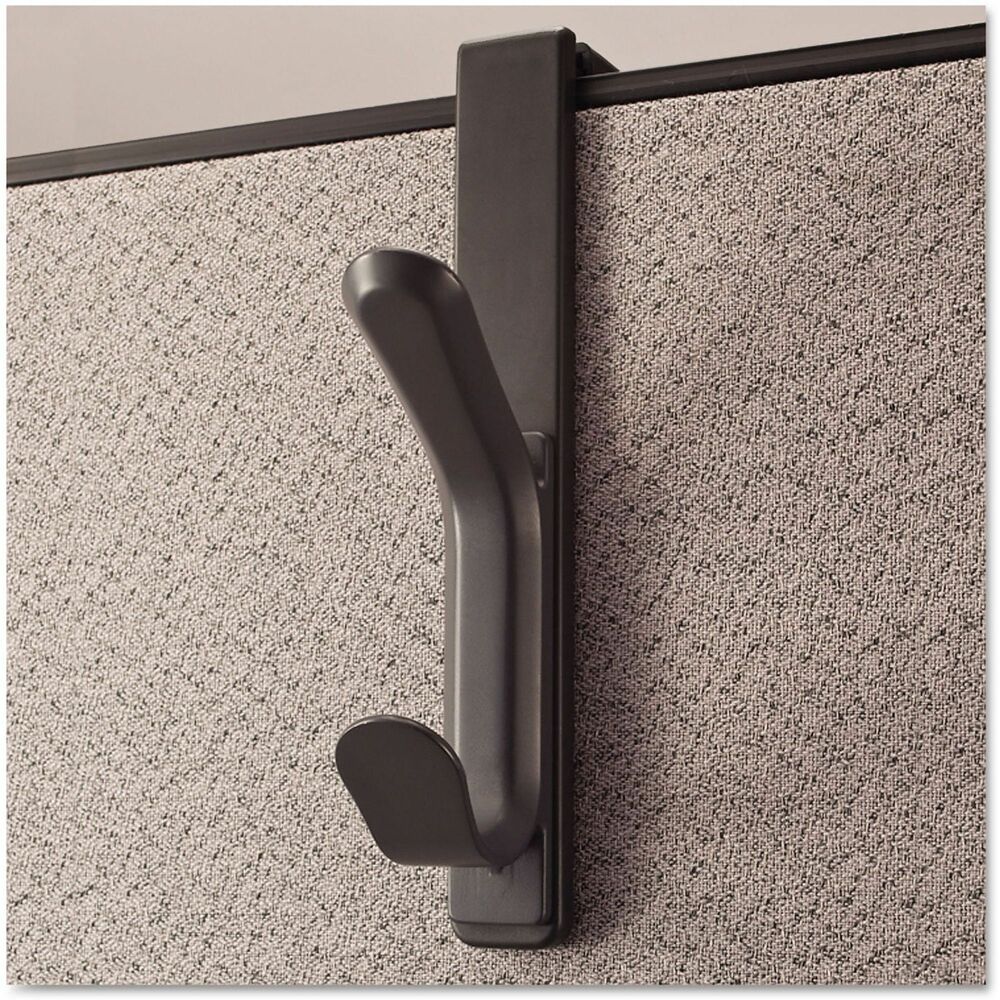 UNV08607 - This cubicle double coat hook holds two items simultaneously. It attaches instantly to cubicle walls with no installation required and leaves no residue behind after use. Hook mounts over the panel to fit on most standard cubicle walls from 1.25" to 3.5" thick. Made of durable plastic.