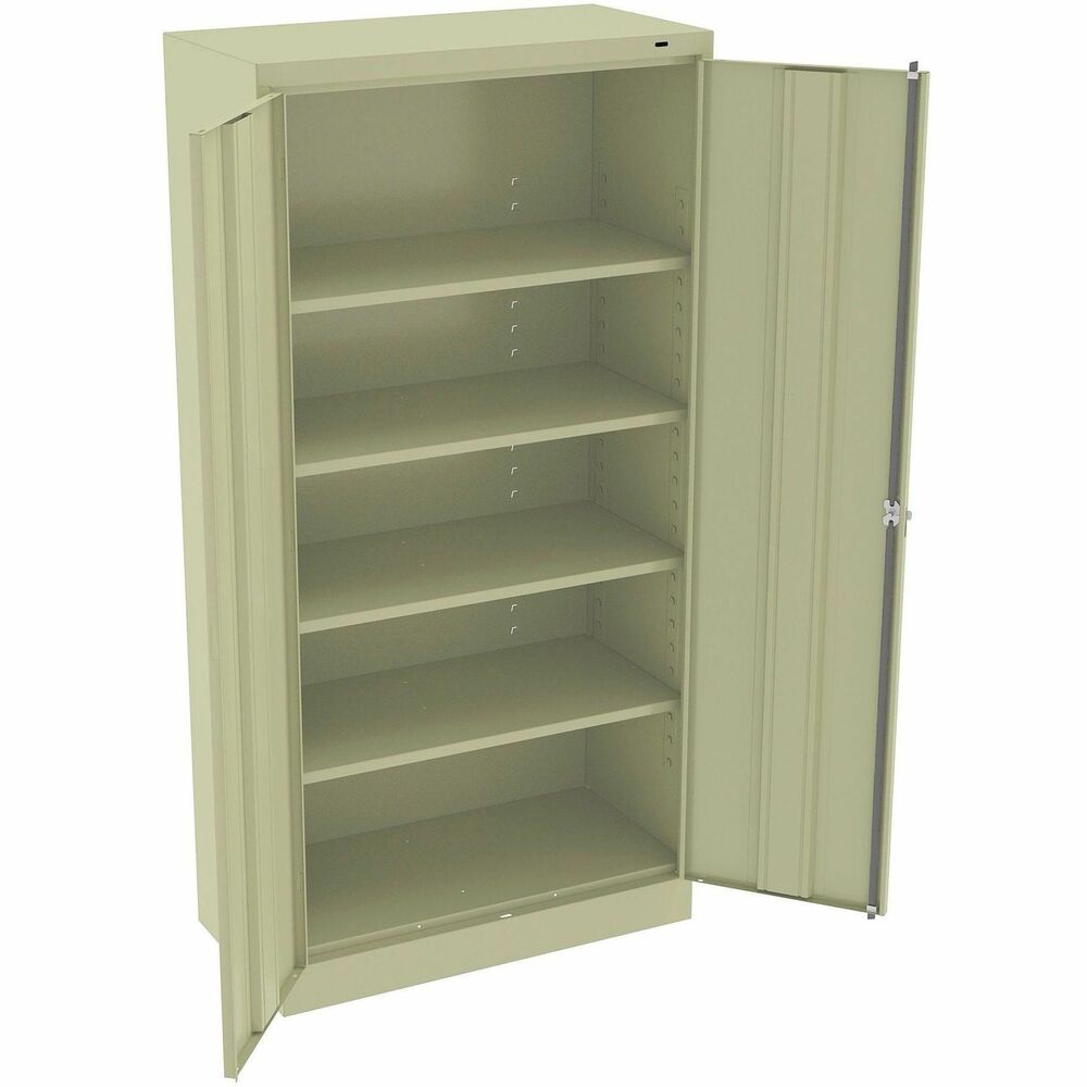 TNN7218CPY - Standard-size storage cabinet features premium-quality steel throughout for maximum rigidity. Dual swing-out, reinforced doors ride on heavy-duty leaf-hinges. Three-point locking system ensures secure storage for bulky materials. Simply turn the polished chrome handle and doors lock at three points for maximum security. Nylon guides help make operation quiet. Cabinet base offers a "box" construction technique to prevent racking. Punched lances in back facilitate ventilation. Raised base keeps contents out of harm's way from cleaning liquids. Storage cabinet also includes four adjustable steel shelves that you can move in 2" increments without tools. Each shelf holds up to 150 lb. Cabinet comes with two keys.