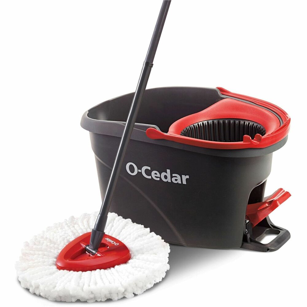 FHP148473 - Achieve an easy and deeper floor cleaning with this EasyWring Spin Mop & Bucket System. Foot-activated pedal and built-in bucket wringer allow hands-free wringing and controlled water release. You control how wet you want your mop to be. Complete with a telescopic handle, microfiber mophead and EasyWring bucket, the multipurpose, easy-to-use system removes more than 99 percent of bacteria with just water and is great for cleaning all hardwood flooring. Mophead is machine-washable, reusable and refillable. Triangular shape of the mophead allows easy maneuverability and corner cleaning. Mophead is safe for all hard floor surfaces, including hardwood. Telescopic handle adjusts to 51".