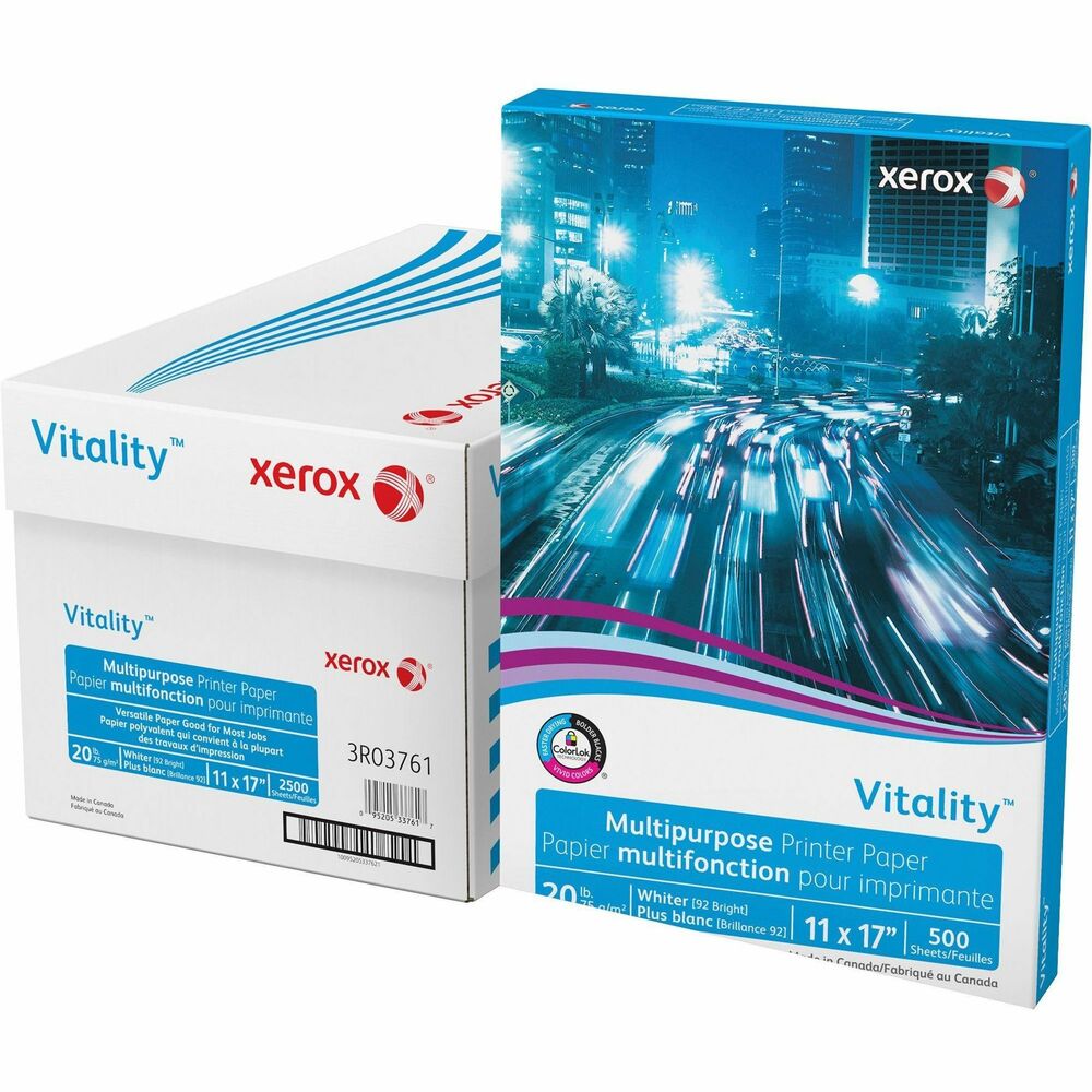 XER3R03761CT - Whether you're a professional printer, buying for the whole office, making 500 copies, laser printing at work or using a desktop printer in your home office, you can always expect better results with Vitality paper. ColorLok technology delivers bolder blacks and vivid colors with inkjet printing for results that are sure to impress. Its smooth, high-quality design is 99.99 percent jam-free on high-speed digital printing equipment. Printer paper is designed to run in all types of printers and copiers and is perfect for high-volume printing.