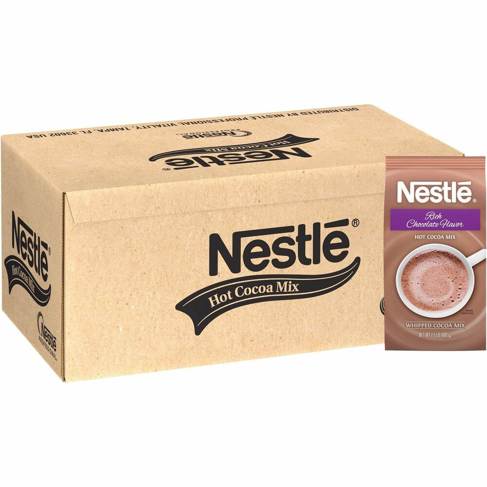 NES12242 - Nestle Rich Chocolate Hot Cocoa Mix is a delicious hot cocoa with vanilla notes. Prepare mix by the cup or by the bag with hot water or milk or use in other food and beverage applications. Bulk mix is perfect for cafeterias, restaurants, beverage stations and more. Store it in a cool, dry place up to 18 months. Kosher dairy formula is made with real Nestle cocoa using sustainably sourced cocoa beans. Hot chocolate is part of the Nestle Cocoa Plan to promote better farming, better lives and better cocoa.