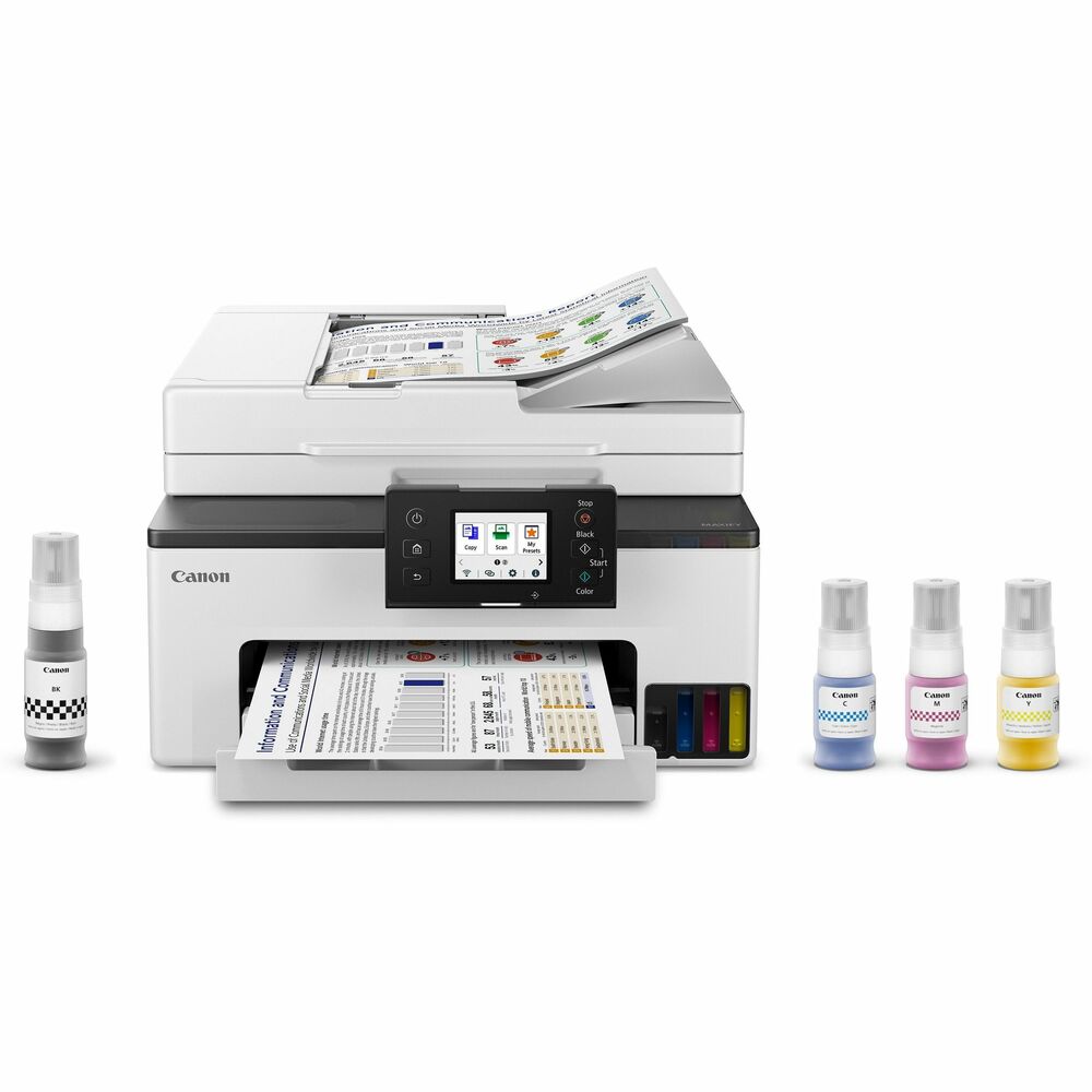 Canon MAXIFY GX2020 Wired & Wireless Inkjet Multifunction Printer - Color - Copier/Fax/Printer/Scanner - 600 x 1200 dpi Print - Up to 27000 Pages Monthly - Flatbed, ADF Scanner - Ethernet - Wireless LAN - Canon PRINT Application, Apple AirPrint, Mopria - 