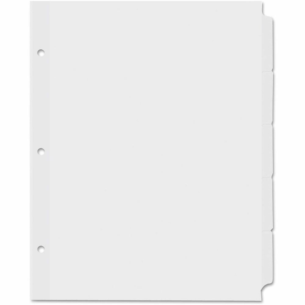 UNV20835 - Keep larger binder files organized with a three-hole punched, crisp, flat-white paper tabs that accept any ink, pencil, or printing. Sort, collate, and index anything with these classic tab dividers. The tab folders are constructed with a clear, plastic strip binding edge. Built with enhanced durability to prevent tear out. The built-in holes eliminate the need for a hole punch and ensure the tabs line up perfectly. Great for organizing large files, notes, chapters, and sections within larger binder files.   