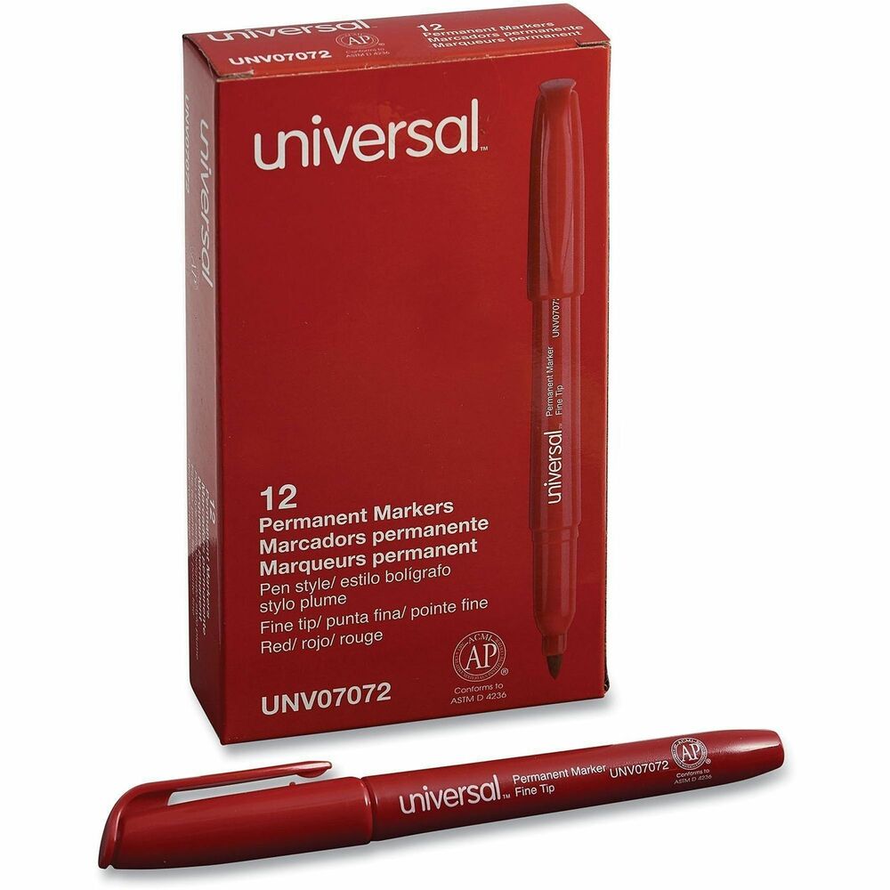 UNV07072 - Write, sketch and design-express yourself more clearly. Consistent and convenient, these pen-style markers deliver superior writing comfort. Fine bullet tip lends itself to high-detail marking tasks. Bold, permanent ink lays down vivid, clean lines on nearly any surface. Low-odor formula is ideal for classrooms and confined spaces.