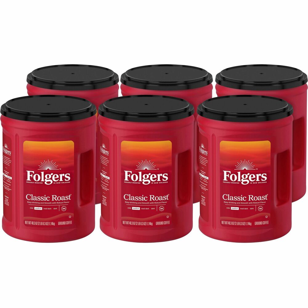 FOL30419CT - Folgers Classic Roast ground coffee packs irresistible taste in every cup. From the very first sip of this rich medium-roast coffee, you're greeted by smooth, robust flavor. It's not just quality coffee you're tasting; it's the exceptional craft and passion behind every batch, proudly roasted in New Orleans by Folger's talented team. Ground coffee is ready to prep with any method you throw at it from French press to automatic drip. Enjoy it by the cup or share a pot with your crew, and discover why we call this roast a classic.