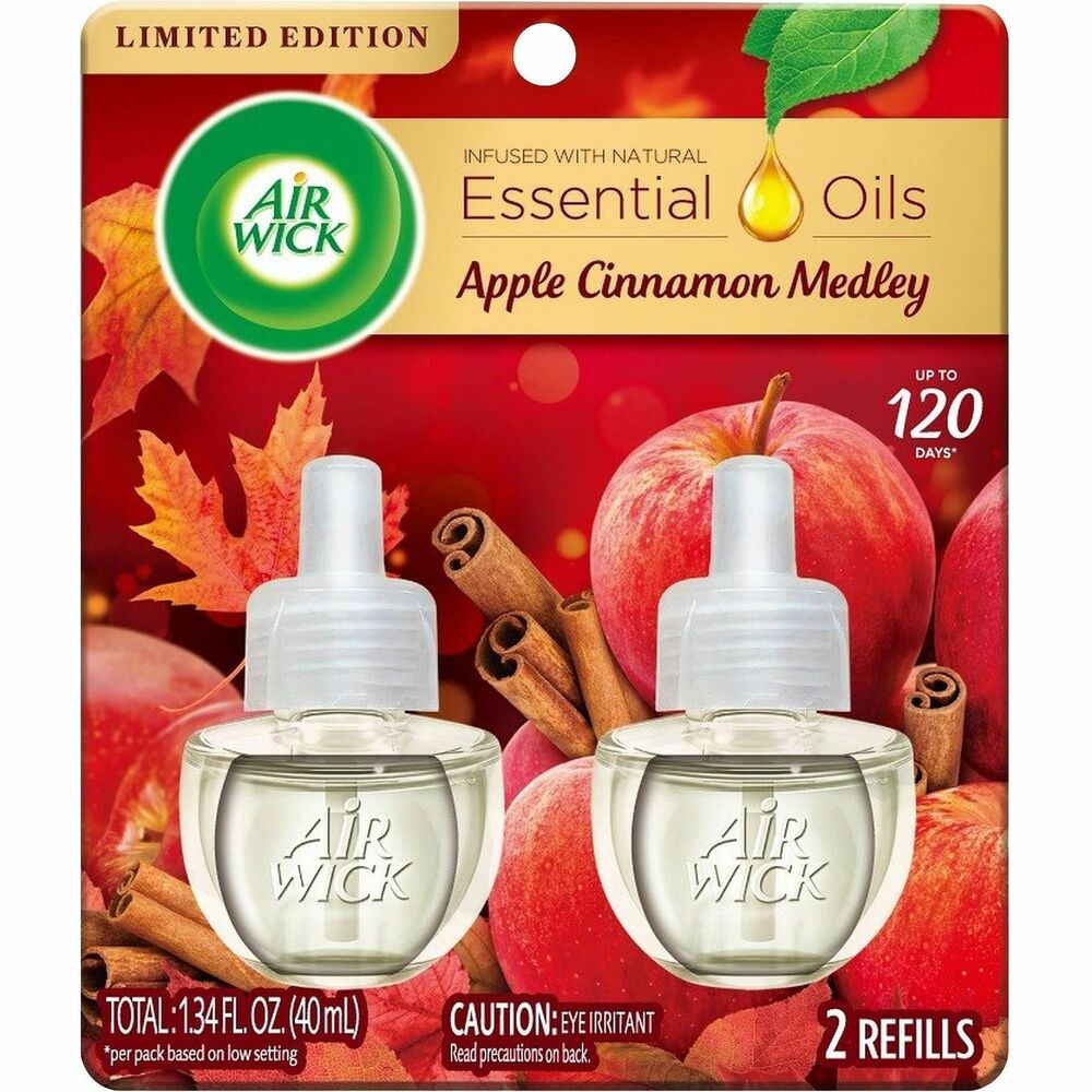 RAC95499 - Scented oil lets you capture the freshness and warmth of sweet and spicy notes that welcome guests. Natural essential oils release a continuous fresh fragrance so your home always has an inviting aroma. Long-lasting refill provides up to 60 days of a carefully blended fragrance. Use this scented oil refill with Air Wick oil warmers (not included).