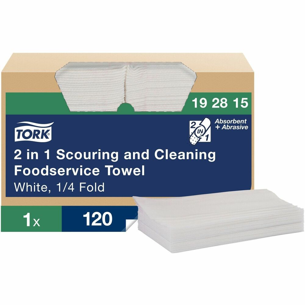 TRK192815 - 2-in-1 Scouring/Cleaning Foodservice Towels are abrasive and absorbent, helping you clean your facility more efficiently. Nonscratch wipers are reusable, allowing you to minimize waste by rinsing and reusing. Soft, flexible material targets even those hard-to-reach areas. They are perfect as an alternative to scouring sponges and pads.