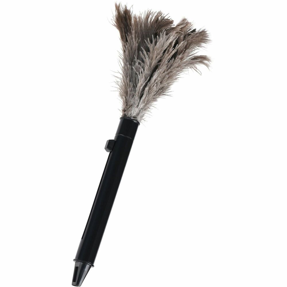 TCO41200 - Retractable Feather Duster features fine, soft ostrich feathers to clean hard-to-reach dirt and dust. Compact, protective holder protects feathers and lets you store until needed. It retracts down to 11" and extends up to 15-3/4". Hang for convenience and easy access.