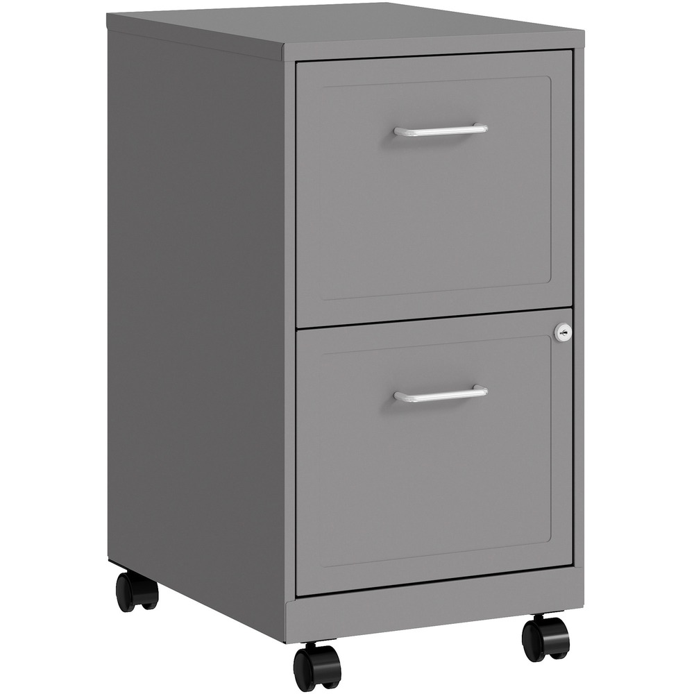 NPRVF218AMSR - Mobile File Cabinet is the perfect-sized filing solution for a small or home office. Two locking file drawers open and close with smooth-glide suspension for easy access to your important, frequently used documents. Full high-side drawers accommodate letter-size, hanging file folders and feature a 3/4 drawer extension. Cam lock secures both drawers. Four casters allow you to move the pedestal where you need it. Painted steel surface is nonporous and easy to clean. The 18" depth makes it easy to slide under worksurfaces.