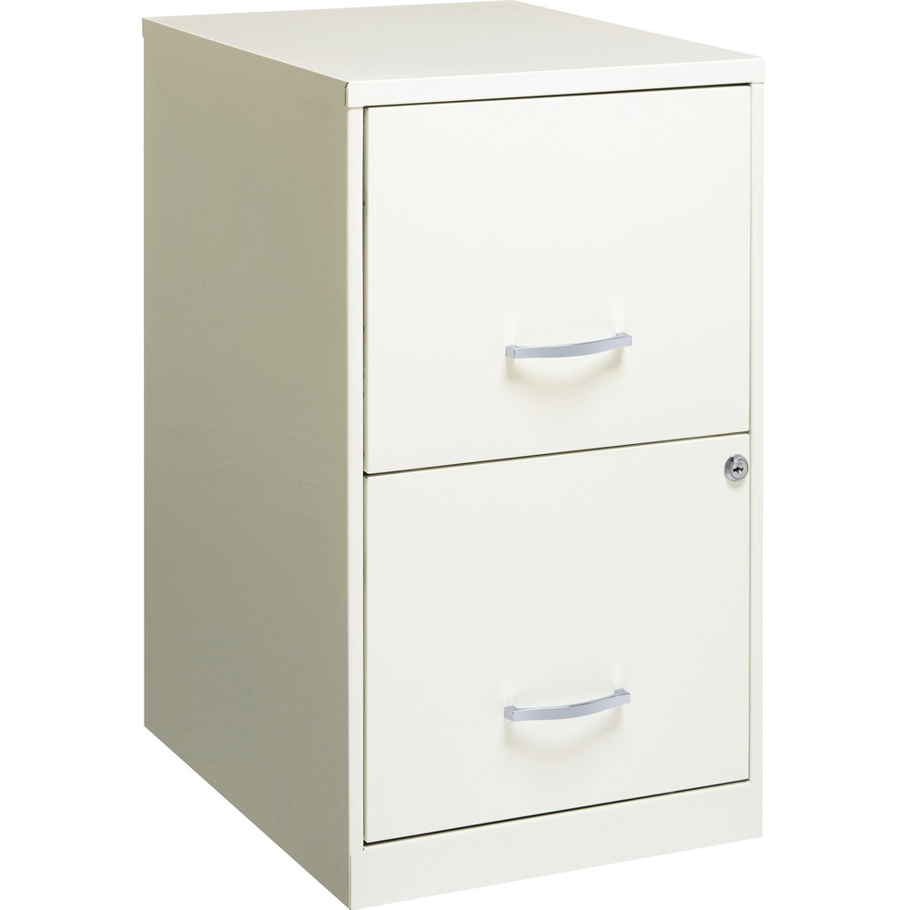 NPRVF218AAWE - SOHO File Cabinet is the perfect-sized filing solution for a small or home office. It features two locking file drawers with smooth-glide suspension to store your important, moderately used documents. Full high-side drawers accommodate letter-size, hanging file folders. The lock secures both drawers. Design also includes an 18" depth, plastic pull handles and steel construction with a baked enamel finish.