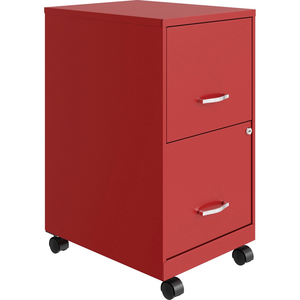 NPRVF218AMRD - Mobile File Cabinet is the perfect-sized filing solution for a small or home office. Two locking file drawers open and close with smooth-glide suspension for easy access to your important, frequently used documents. Full high-side drawers accommodate letter-size, hanging file folders and feature a 3/4 drawer extension. Cam lock secures both drawers. Four casters allow you to move the pedestal where you need it. Painted steel surface is nonporous and easy to clean. The 18" depth makes it easy to slide under worksurfaces. More from the Manufacturer