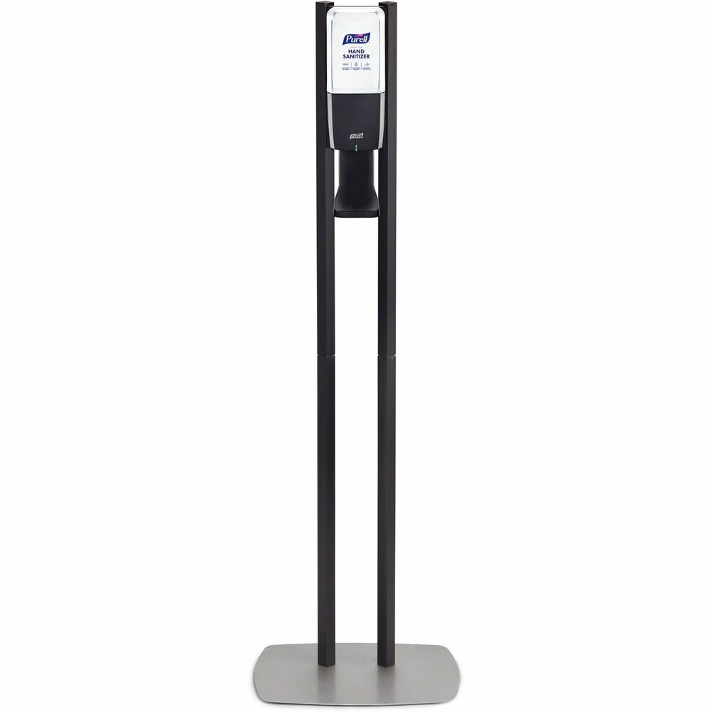 GOJ8214DS - ES10 Floor Stand with Automatic Dispenser helps promote better hygiene with a freestanding design that fits nearly anywhere in your building, including high-traffic areas. Sturdy, low-profile base plate maximizes stability while remaining lightweight, allowing you to easily move it around and clean surrounding areas. It provides an easy and convenient way to access hand sanitizer. Each 1200 ml. refill (not included) features fresh batteries so you don't have to spend time replacing batteries. Hand sanitizer bottle is not included. More from the Manufacturer