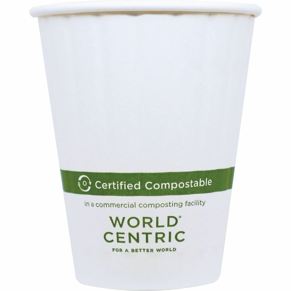 WORCUPA8D - World Centric Compostable White Double-Wall 8oz Paper Hot Cups are made from sustainable FSC-certified paper with a bio-based lining made from plant sugars. Great for cafes, delis and restaurants serving hot drinks to-go, the double wall construction will keep your drink hot and hands protected. They're USDA Certified Biobased and NSF Industrial Certified Compostable. As a certified B Corporation, World Centric is dedicated to upholding the highest standards of social and environmental responsibility, transparency and accountability. We proudly give 25-percent of our profits to grassroots organizations driving global change. Choose World Centric compostable foodservice products and make a difference today.