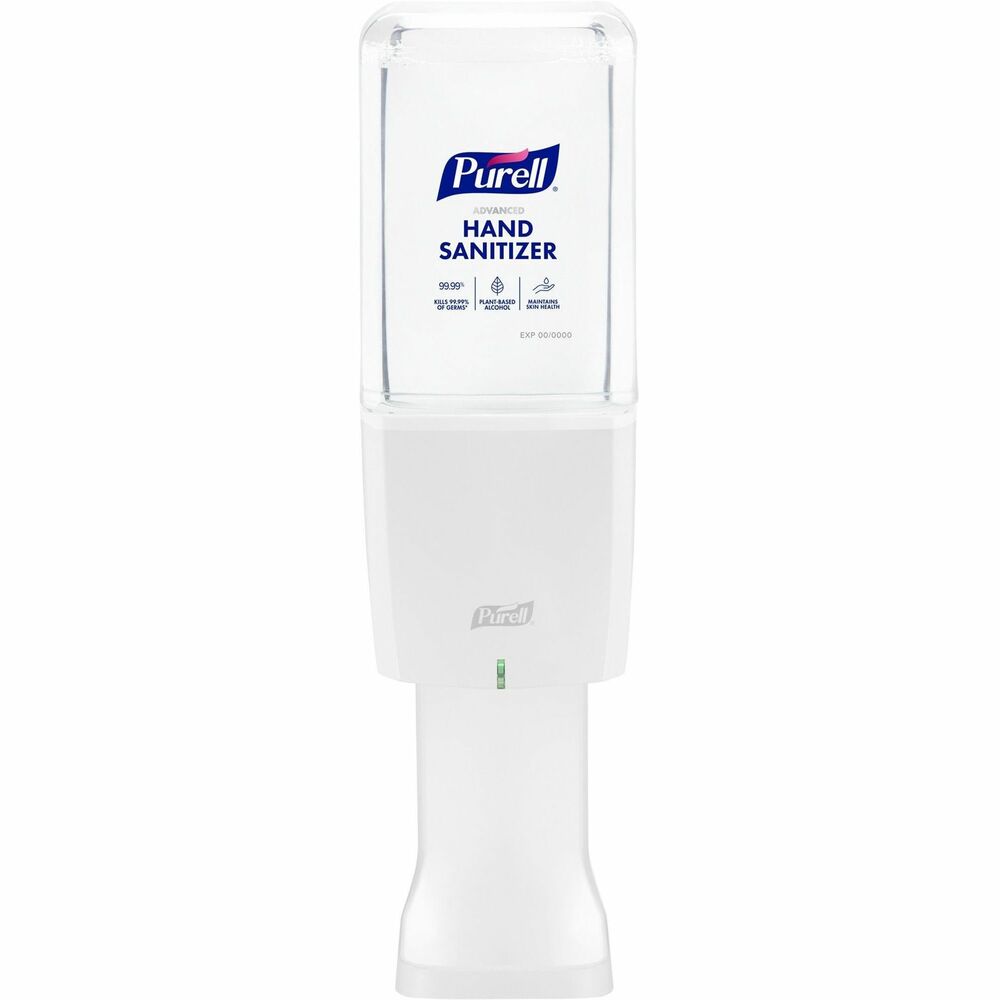 GOJ8320E1 - ES10 Automatic Hand Sanitizer Dispenser requires less maintenance thanks to the 1200 ml. refills (not included) that feature a built-in battery. Transparent refills make it easy to check hand sanitizer levels without opening the dispenser. Each refill uses less plastic and helps lower greenhouse gas emissions for less waste. Collar and AA battery are easy to remove, allowing you to recycle the bottle. Slim profile fits in tight spaces and quietly dispenses highly effective, rich foam hand sanitizer. Dispenser includes adhesive tape to easily mount. Hand sanitizer bottle is not included. More from the Manufacturer