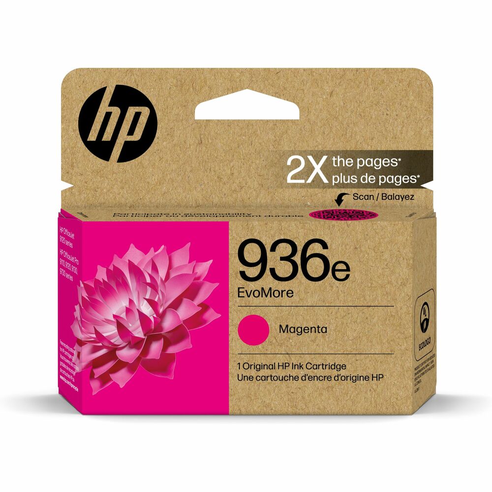 HEW4S6V4LN - HP EvoMore Original Ink Cartridges combine HP's legendary performance and quality with added sustainability features. HP's most sustainable ink cartridge for your printer is designed to print twice the pages as standard cartridges, have a lower carbon footprint and be easily recycled. Count on professional-quality documents with this 936e EvoMore Original Ink Cartridge. It provides impressive performance, reliable page yields and durable results in your HP OfficeJet Pro 9100/9700 Series Printers. Cartridge yields approximately 1,650 pages. It is UL EcoLogo certified for reduced environmental impact, based on stringent health and environment criteria. This ink cartridge is certified as a CarbonNeutral product in accordance with The CarbonNeutral Protocol.
