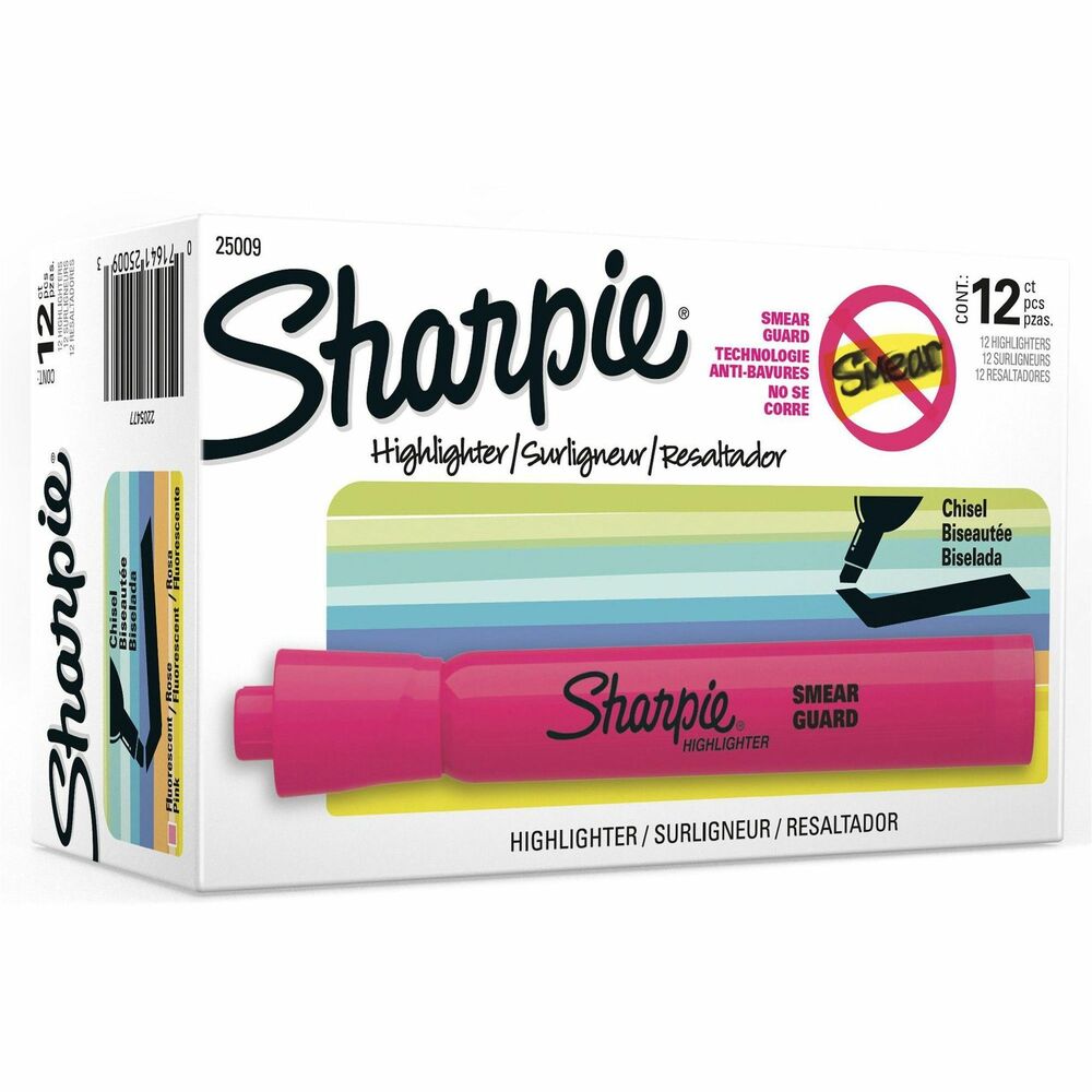 SAN25009B - Sharpie Tank Highlighters are reliable and long-lasting. They feature a wide barrel and large ink supply for dependable marking. Quick-drying ink resists smearing. Let the ink dry before highlighting. Easy-glide chisel tip highlights and underlines wide and narrow lines of text.