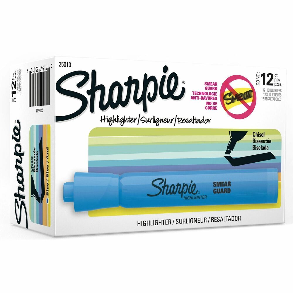 SAN25010B - Sharpie Tank Highlighters are reliable and long-lasting. They feature a wide barrel and large ink supply for dependable marking. Quick-drying ink resists smearing. Let the ink dry before highlighting. Easy-glide chisel tip highlights and underlines wide and narrow lines of text.