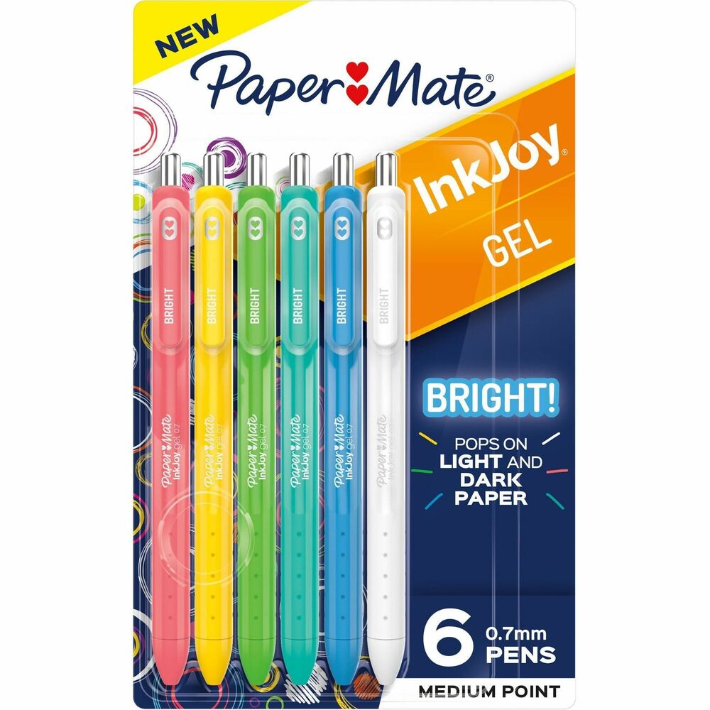 PAP2173765 - Vibrant colors of Paper Mate Inkjoy Gel Pens radiate brighter than ever. Colorful gel is bright on dark and light paper. Brighten up your daily writing tasks, homework, journaling and more. Ergonomic grip wraps the entire pen for comfortable writing. More from the Manufacturer