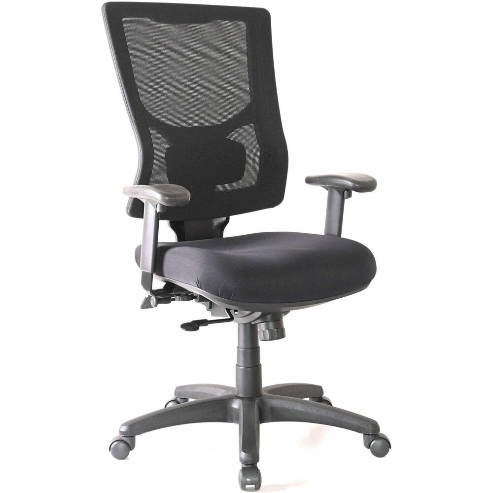 LLR62015 - Conjure High-Back Office Chair delivers customized comfort to get you through the workday. Built-in ratchet back and lumbar support adjust in height to better position the high-strength, breathable mesh back according to your needs. Arms softly padded with polyurethane adjust in height and width. Seat slider function adjusts in depth so you can move it forward or back and then lock it into position. Other functions include knee-tilt mechanism with three-position lock, seat-height adjustment, tilt tension adjustment and 360-degree swivel. Reinforced nylon base is equipped with nylon casters for easy mobility. Weight capacity is 275 lb.