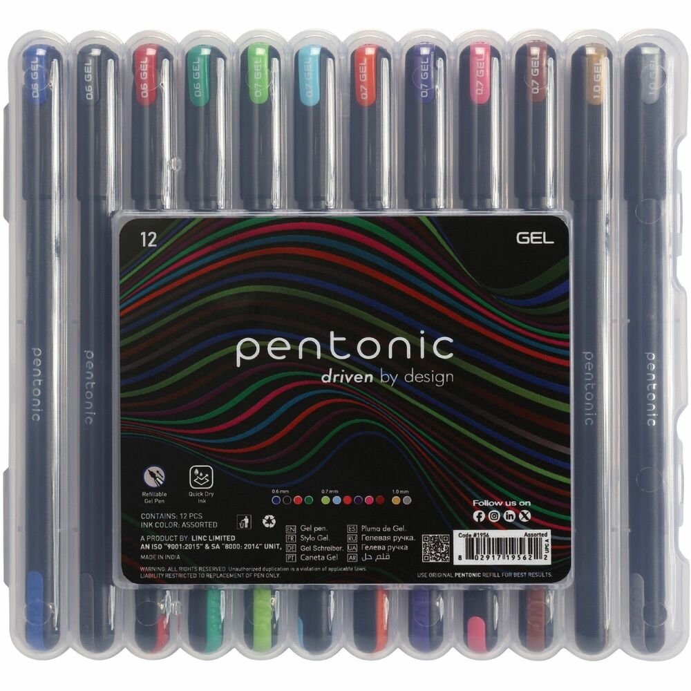 PNTPEN12185 - Gel pens feature a lightweight, sleek design with a narrow barrel. They come in a handy pen case to keep you organized. German ink produces smooth writing. Point sizes vary from 0.6mm, 0.7mm and 1.0mm to meet all your writing and drawing needs.