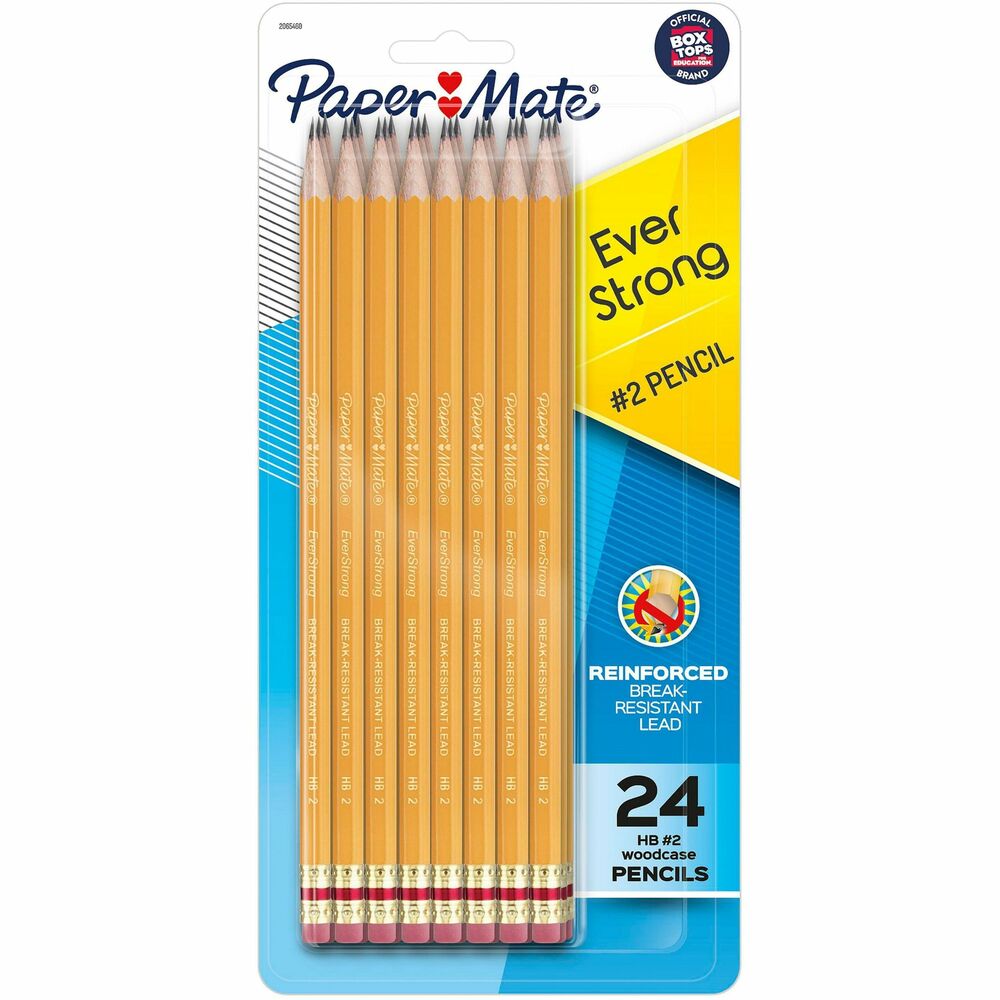 PAP2207846 - Get more out of your pencil with Paper Mate EverStrong No. 2 Pencils. Woodcase pencils feature reinforced, break-resistant lead when writing so they need less sharpening and last longer. Latex-free erasers correct all your mistakes.