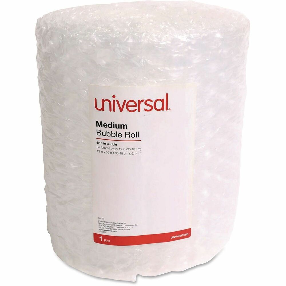 UNV4087868 - Lightweight bubble wrap is clean and flexible and helps keep products of all shapes and sizes securely in place. Cushioning qualities protect items from shock, vibration and abrasion. Wrap is transparent to allow for easy product identification.